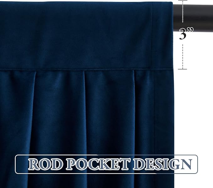 Navy Blue Velvet Waterfall Valances W39 inches, 1 Panel | Classic Valance Curtains for Bay Window, Kitchen, Victorian Match Curtains for Backdrops, Rod Pocket