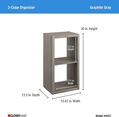 ClosetMaid 4537 Decorative Open Back 2-Cube Storage Organizer, Graphite Gray
