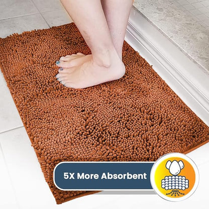 Muddy Mat® Shown on TV – Super Absorbent Microfiber Dog Door Mat for Muddy Paws, Non-Slip Washable Pet Rug, Quick Dry Chenille Entryway Carpet, Machine Washable Indoor Outdoor mat, Orange 59"x24"