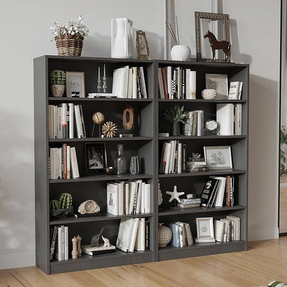 Farini 5 shelf boockase Display Bookcase Freestanding Wooden Bookshelves for Home Office Living Room,60 Inch Height,Grey