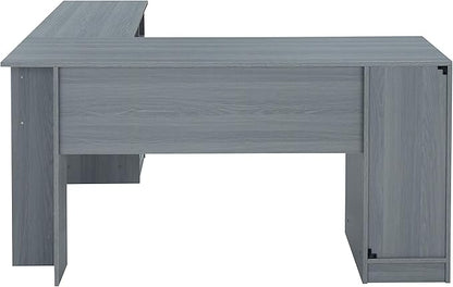 Techni Mobili Functional L-Shaped Computer Desk with storage, L is ⁠59.5" wide x 59.5" Long, Grey