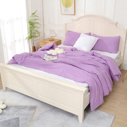 Lavender Purple Comforter Twin Size, Modern Bedding Set for Girls/Women, Cute Soft & Lightweight Chic Microfiber Bed Sets, 2pc- 1 Comforter & 1 Pillowcase (66x90 Inches)