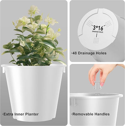 Kante Tall Round Planter Set of 2, 29 Inch Tall Decorative Planter Pots for Outdoor Indoor Garden Patio Front Porch (White)