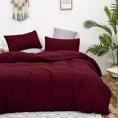 Burgundy Comforter Set Queen Size Dark Red Bedding Set Pure Burgundy Bedding Soft Durable Quilt Set Kids Teens Adult Lightweight Plain Burgundy Blanket Breathable Dark Red Bed Comforter Set