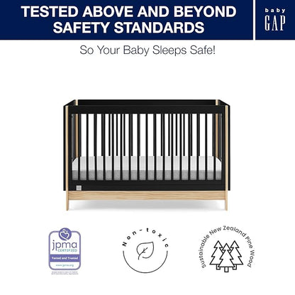 GAP babyGap Tate 4-in-1 Convertible Crib - Greenguard Gold Certified, Ebony/Natural