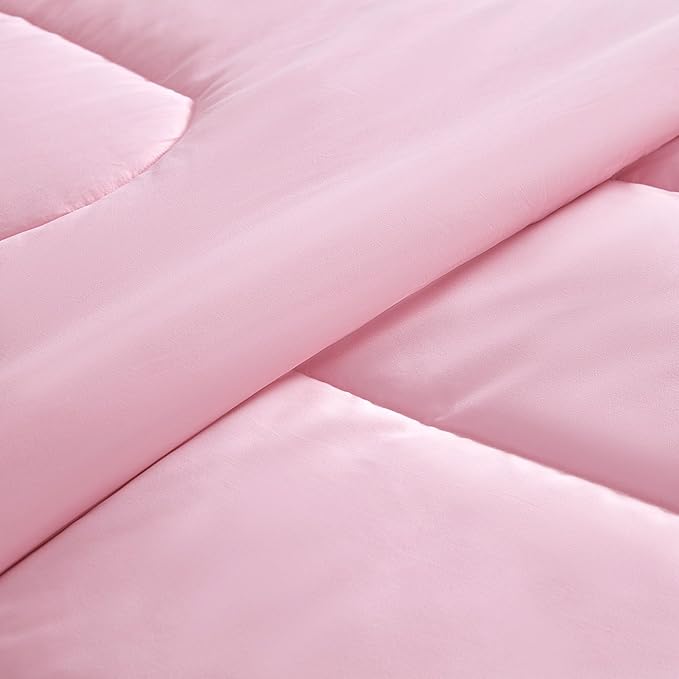 SLEEP ZONE Kids Pink Bedding Comforter Set Full/Queen Size - Super Soft & Cute Printed 3-Piece Comforter Set All Seasons for Girls, Fade Resistant, Machine Washable, Ballet Pink