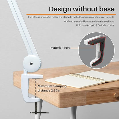 LED Desk Lamp with Clamp, Dimming Task Lamp for Reading Desktop Office Workbench Table Architect Sewing Study Home Craft, Bright 117PCS LEDs, 2200 Lumens 20 Inch Metal Swivel Arm Work Lamp