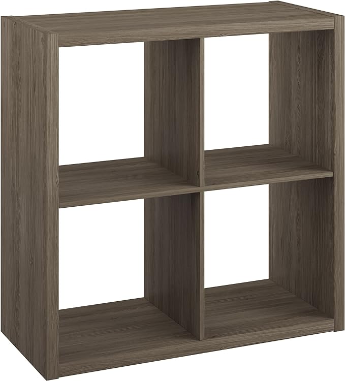 ClosetMaid 4550 Decorative Open Back 4-Cube Storage Organizer, Bleached Walnut