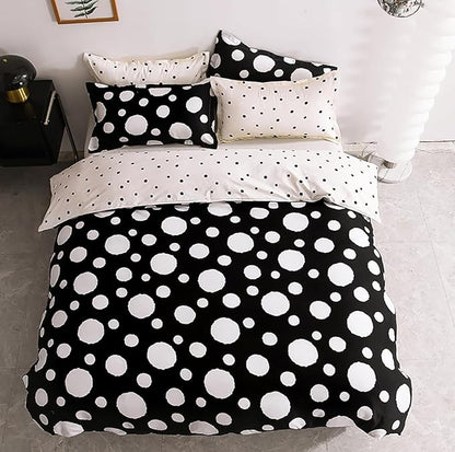 White Polka Dots Comforter King Black White Dots Print Reversible Gingham King Bedding Comforter Set Boys Girls Black White Bed Sets Soft 3Pcs King Comforter Sets