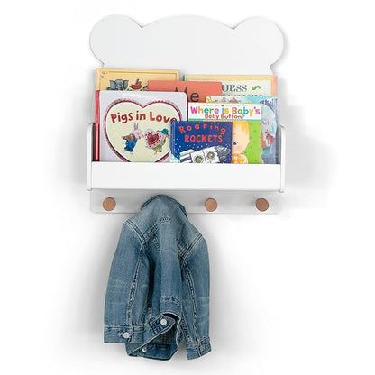 Delta Children babyGap Charlie 6-in-1 Convertible Crib + Brannan Bear Bookcase with Bins + Brannan Bear Wall Shelf with 4 Hooks, Bianca White (Bundle)