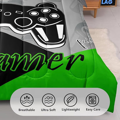 5 Pieces Gaming Bedding Set Twin Size for Boys Gamer Comforter Set for Boys Girls Kids Teens 5 Piece Bed in A Bag Video Game Bedding for Gamer Room Decorative Twin51