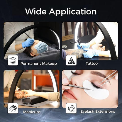 Charme Princesse 30in Half Moon Lamp 48W Half Moon Nail Desk Lamp 1600 Lumen LED Lash Light 3 Color Temperature Lash Lamp for Lashes Eyelash Extensions Tattoo Skin Care (Black) M18S-1-US