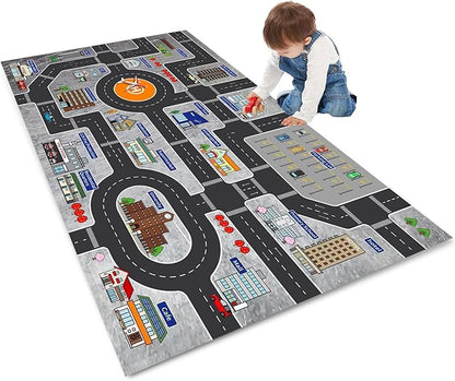 Kids Rug Play Mat Great for Playing with Cars and Toys,Educational Kid Road and Traffic City Life Carpet,Children Baby Fun Throw Rug for Bedroom Play Room,79X118Inch/200X300CM