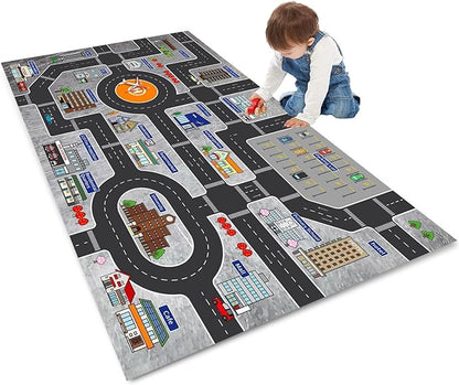 Kids Rug Play Mat Great for Playing with Cars and Toys,Educational Kid Road and Traffic City Life Carpet,Children Baby Fun Throw Rug for Bedroom Play Room,71X106Inch/180X280CM
