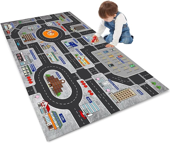 Kids Rug Play Mat Great for Playing with Cars and Toys,Educational Kid Road and Traffic City Life Carpet,Children Baby Fun Throw Rug for Bedroom Play Room,31X47Inch/80X120CM