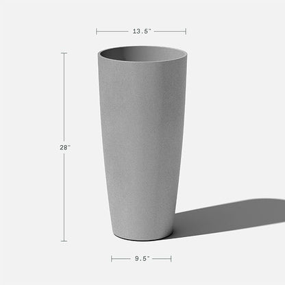 Veradek Mason Series Vega Planter - Round Tall Planter for Indoor or Outdoor Porch/Patio | Made from Plastic-Stone Composite with Drainage Holes | Modern Décor for, Flowers, Interior Plants