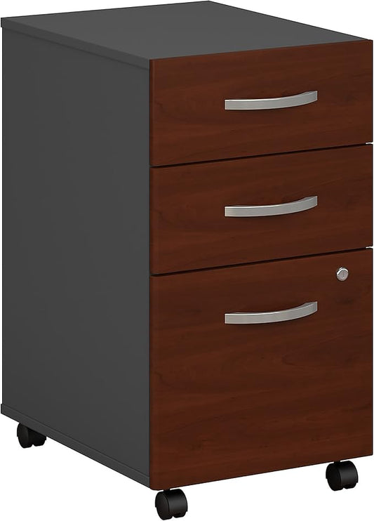 Bush Business Furniture Series C Mobile Under Desk Arrives Fully Assembled | Stylish 3 Drawer File Cabinet for Professional or Home Office, Hansen Cherry