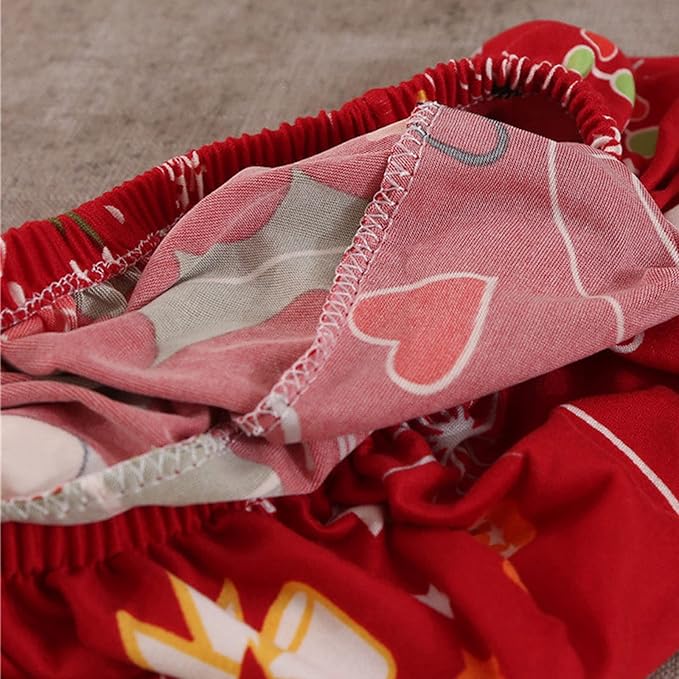 Mybedsoul Christmas Printed Sofa Cover Santa Claus Elastic Couch Cover Machine Washable Christmas Theme Red Sofa Slipcover for Living Room(3 Seater)
