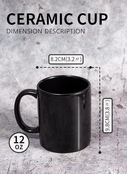 BYCNZB 12oz coffee mug set of 6 Coffee Mugs for Coffee, Tea, Cocoa, Milk（black）