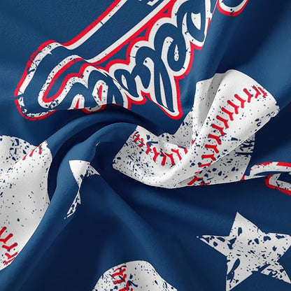 3D Baseballs Comforter Queen Size,Blue Baseball Kids Comforter Set,3Pcs Bedding Set Printed Comforter with 2 Pillowcases,Down Alternative,Soft and Lightweight,for All Seasons