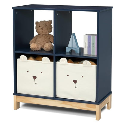Delta Children babyGap Oxford 6-in-1 Convertible Crib + Brannan Bear Bookcase with Bins + Brannan Bear Wall Shelf with 4 Hooks, Navy/Natural (Bundle)