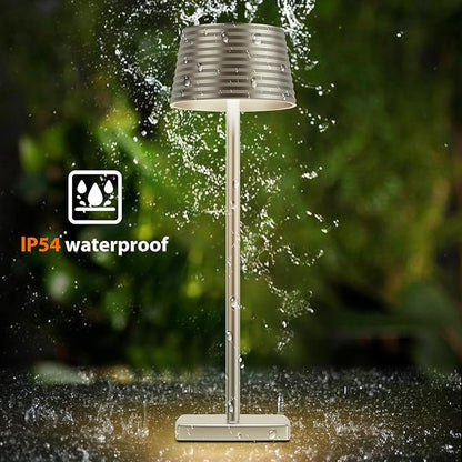 Rechargeable Cordless Table Lamp, Battery 5000mAh Metal Aluminum Housing USB LED Portable Powered Desk Lamp, 3 Levels Brightness Night Light for Restaurants Bars Outdoor (Silver-2pack)