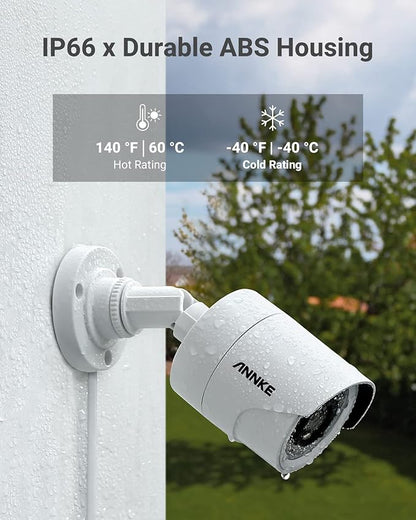 ANNKE Security Camera System, 3K Lite 5-in-1 H.265+ 8CH eDVR with 1TB eSSD and (4) 1080p (2MP) Weatherproof Surveillance Wired Cams, AI Human/Vehicle Detection, 100ft Night Vision, Email Alert
