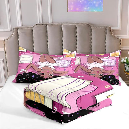 African American Black Girls Queen Comforter Sets, Black Girl Comforter Set Queen Size, Black Girls Comforter Queen Size African American Black Girls Bedding Set, Pink, 1 Comforter+2 Pillowcases
