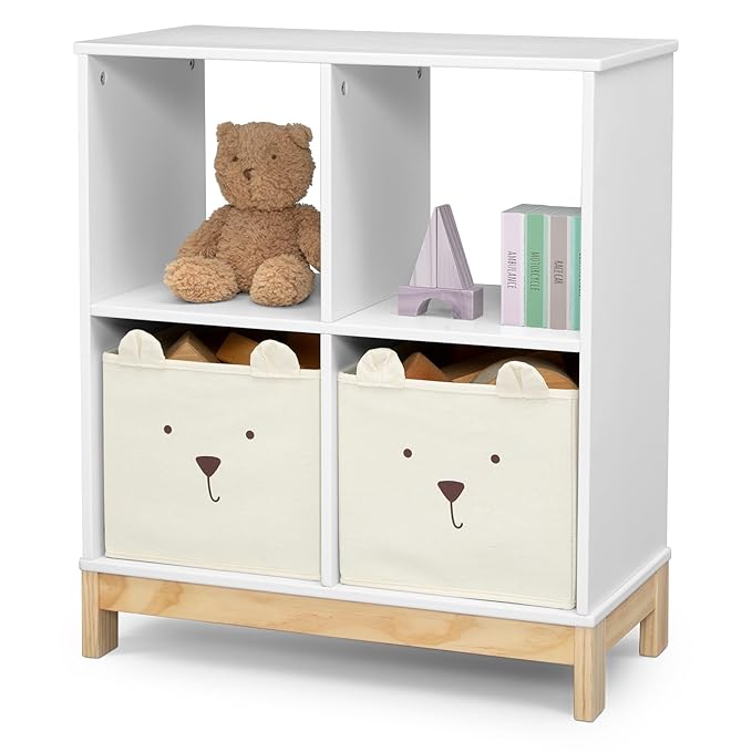 Delta Children babyGap Charlie 6-in-1 Convertible Crib + Brannan Bear Bookcase with Bins + Brannan Bear Wall Shelf with 4 Hooks, Bianca White (Bundle)