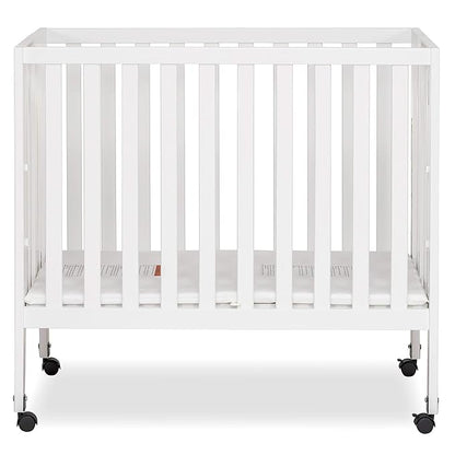 Jett Non-Full Size Folding Convertible Crib, Lightweight Portable Crib, Three Adjustable Mattress Height Settings, Easy to Fold Travel Crib, 1.5” Mattress Pad Included