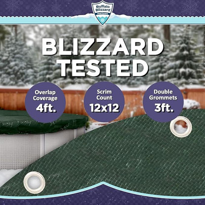 Buffalo Blizzard Ripstopper 30 ft Round Winter Pool Cover | Green Heavy Duty Cover for Closing Above Ground Swimming Pools | Easy to Install | Cold & UV Resistant | Shields from Seasonal Debris