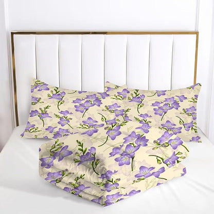 kxry Purple Flower Comforter Sets Bedding Sets Twin Size Comforter Set for Girls Women Kids 1 Comforter + 1 Pillow Case