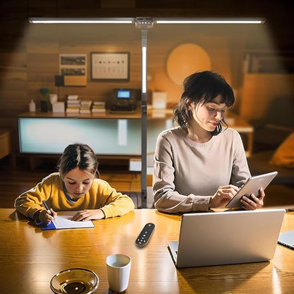 Desk Lamps for Home Office,3 Light Bars LED 4 Color Modes & 5 Brightness Table Lamp,24W Auto Off Timer Memory Function Drafting Desk Light with Clamp,Eye-Friendly Workbench Architect
