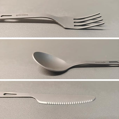 Titanium Fork Spoon Knife Set - Camping Tongs | Ultralight Backpacking Utensils, Travel Cutlery Set, Heat-Resistant & Rustproof, Hiking Survival Gear ((Knife+ Fork+ Spoon)* 2)