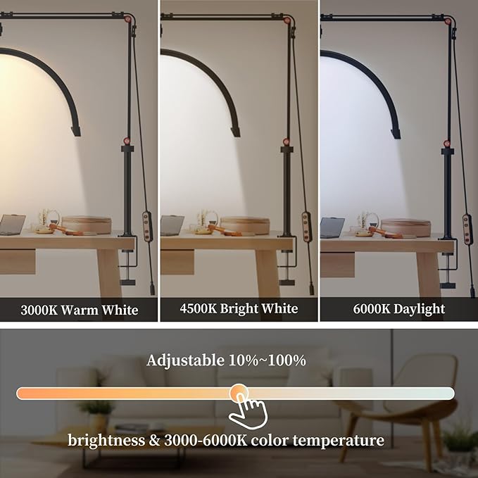 Professional LED Lash Light for Eyelash Extensions, Clip on Lash Lamp for Makeup, Nail, Skincare and Tattoo with Phone Holder - Adjustable Brightness and Color Temperature 3000K-6000K