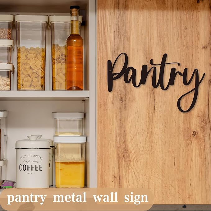 Pantry Word Sign Metal Wall Decor - Pantry Decor for Home Kitchen Restaurant Coffee Shop Store Farmhouse Wall Decor (20 inches)