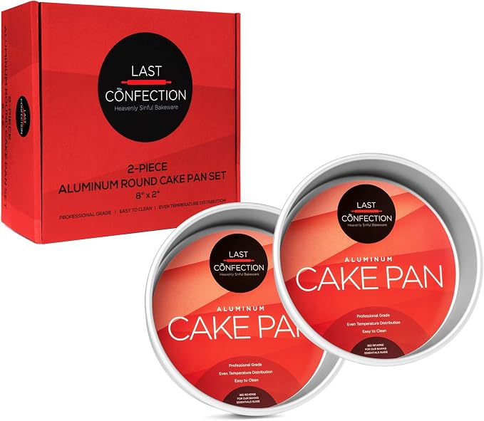 8 x 2 Inch Round Cake Pans, Set of 2 Anodized Aluminum Cake Pans Baking Tins