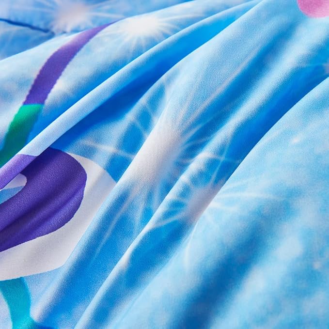 URBONUR 6Pcs Twin Comforter Set for Girls Pastel Purple Blue Mermaid Printed Bedding Set for Girls Bedroom, Soft All Season Bed in a Bag Comforter with Sheet Set, Twin Size