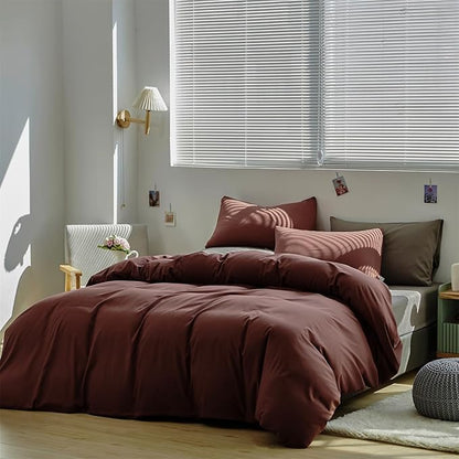 Brick Red Comforter Set King Clay Red Color Bedding Set 3 Pieces Solid Color Women Blanket Set Solid Brick Red Comforter Set King Dark Red Blanket Set Girls Comforter Set