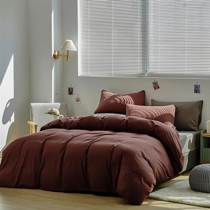 Brick Red Comforter Set Twin Clay Color Bedding Set Women 3 Pieces Solid Color Blanket Set Solid Brick Red Comforter Set Twin Dark Red Comforter Set