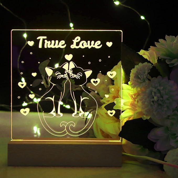 2Pcs 11.8" Rectangle Wooden Display Stand, Warm Light Wooden Lighted Base Wood Rectangle Led Display Pedestal Wood Night LED Light Lamp Base for Crystal Glass Resin Art