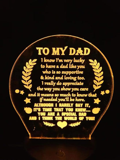 3D lamp Dad Gifts from Daughter Son, Father's birthday Gift Night Light, 7 Colors Engraved Thanksgiving Day Gift for Dad,to My Dad Birthday Gifts from Kids, Idea for Fathers Day