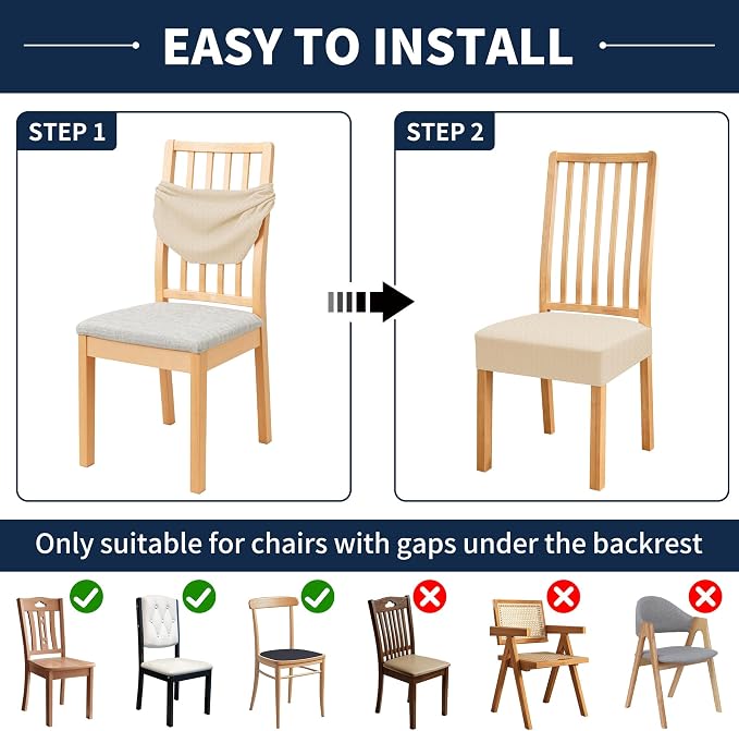 BIETYONE Waterproof Dining Chair Covers, Stretch Seat Protector, Washable | 2 Pack, Waterproof, Stretch Fit, Washable, Spill Resistant, Soft, Dining Chair Covers, Seat Protector