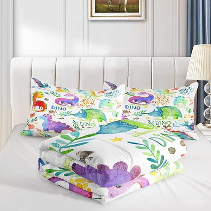 CVHOUSE Dinosaur Bedding Set,Dinosaur Comforter,Dinosaur Comforter Set Queen,Microfiber Quilt Set with 1 Comforter and 2 Pillow Cases- 3 Piece