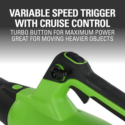 Greenworks 40V (130 MPH / 550 CFM / 75+ Compatible Tools) Cordless Brushless Axial Leaf Blower, Tool Only