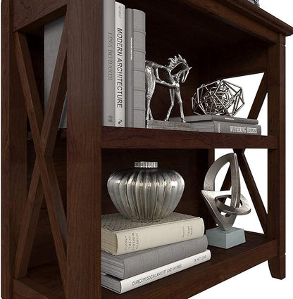 Bush Furniture Key West Small 2 Shelf Bookcase in Bing Cherry