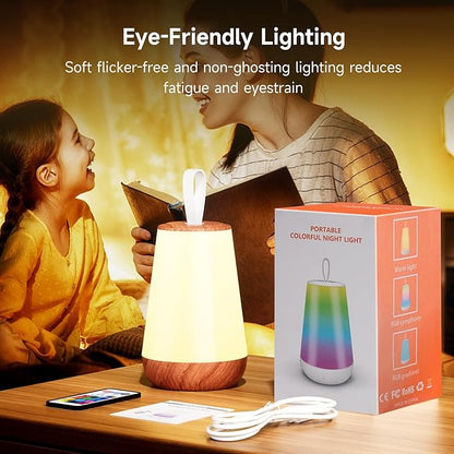 Dimmable Night Light Touch Lamp for Bedroom Rechargeable Remote Bedside Lamp Portable Hanging Table Lamp Changeable Warm White Light Perfect Toy Gift for Kids Adults