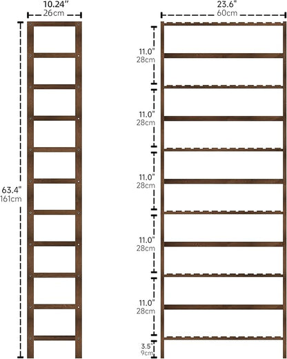 Bookcase, Bamboo Bookshelf, 6-Tier Adjustable Tall Open Book Shelf, Free Standing Storage Shelves Organizer, Flower Plant Display Stand, Walnut