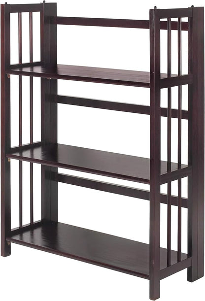 Casual Home 3 Shelf Folding Stackable Bookcase, 27.5" Wide, Espresso