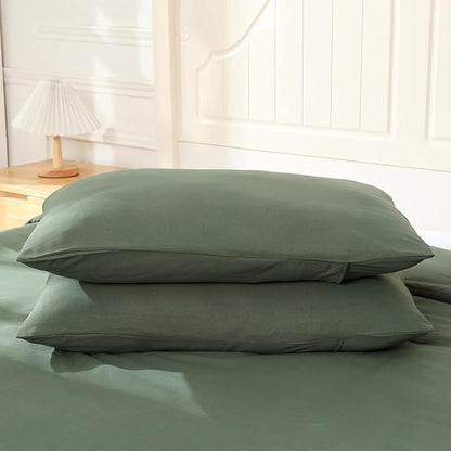 Emerald Green Comforter Twin Size, Modern Bedding Set for Girls/Women, Cute Soft & Lightweight Chic Microfiber Bed Sets, 2pc- 1 Comforter & 1 Pillowcase (66x90 Inches)